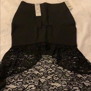 New black high low lace skirt